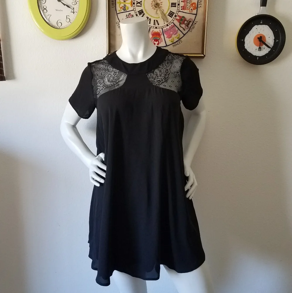 ASOS Babydoll Black Dress Sz 4 - Picture 1 of 6